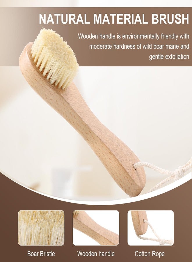 DEBETOOL Wooden Face Dry Brush with Natural Boar Bristle 2-Pack Exfoliating Facial Dry Brush with Hanging Rope - Gentle for Face & Body Cleaning - Image 3